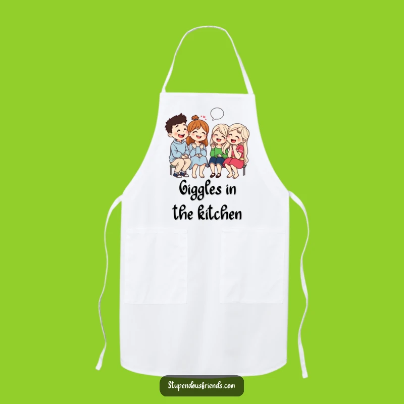 Funny Chef Friends Apron: Group Laughing While Cooking, Kitchen Humor Gift