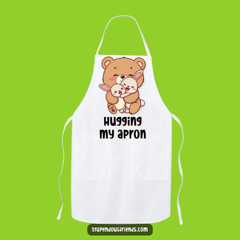 Funny Bear Hug Chef Apron: Cheerful Hugging Animals, Humorous Funny Gift for Cooks