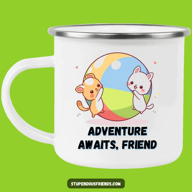 Funny Kawaii Animal Chase Camping Mug: Enamel and Hilarious Playful Characters Outdoor Gift