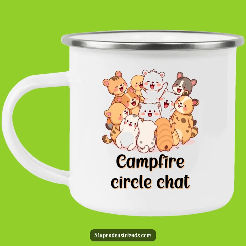 Funny Enamel Mug: Animals Cheering Together, Rustic and Hilarious Gift