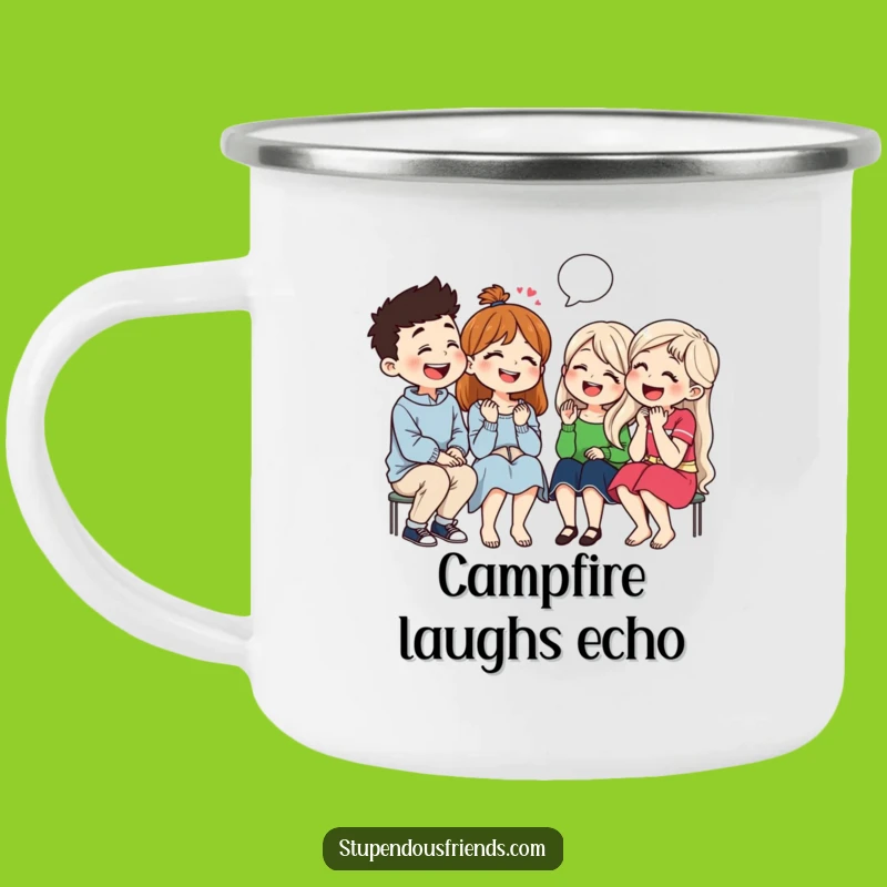 Funny Campfire Stories Mug: Friends Laughing Together, Outdoor Fun Gift