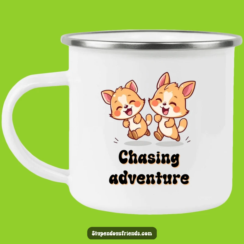 Durable Funny Chase Animals Enamel Mug - Outdoor Playfulness Gift