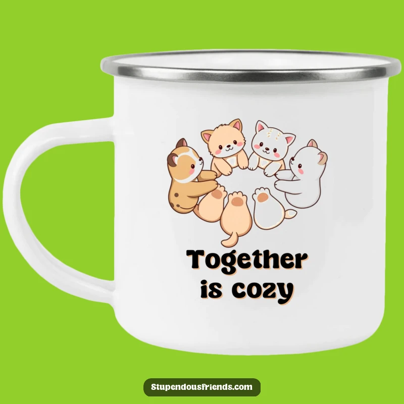 Funny Animal Friends Circle Camping Mug: Durable Gear Celebrating Unity