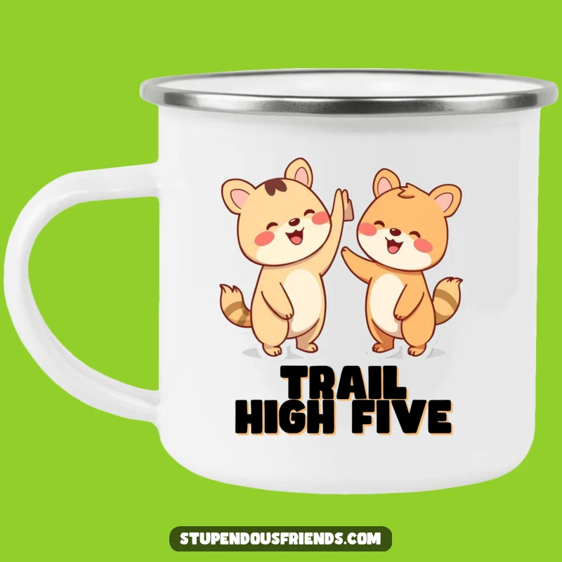 Funny High Five Camping Mug: Celebrate Outdoors! Hilarious Duo Gear.