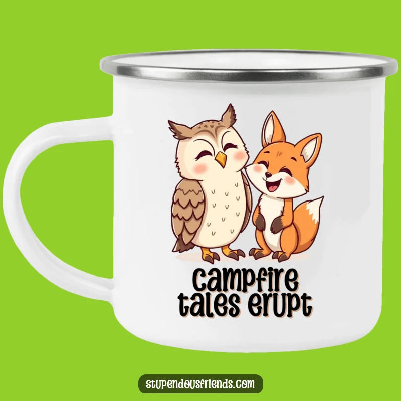 Funny Owl and Fox Laughing Camping Mug: Your Trail Buddy for Laughs