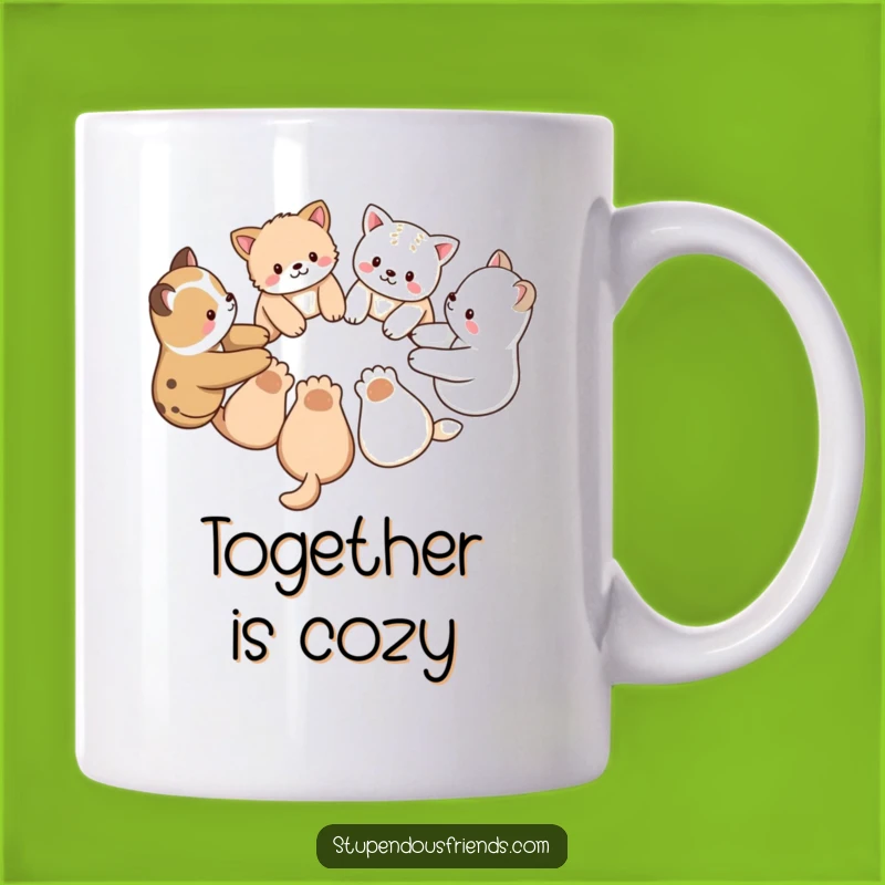Funny Animal Friends Circle Mug: Heartwarming Unity Gift for Besties and Groups
