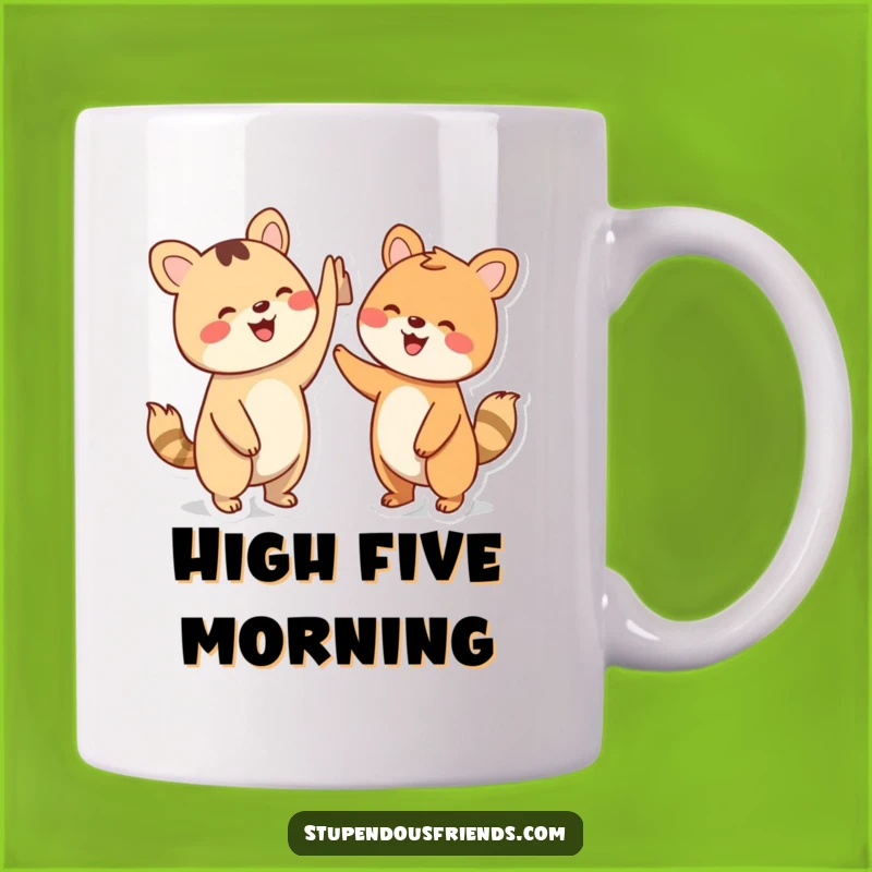 Funny Animal High Five Mug: Celebrate Success! A Hilarious Duo Gift.