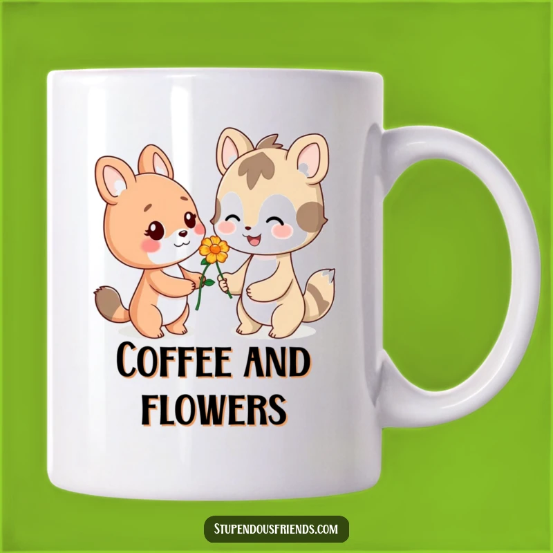 Funny Flower Offering Mug - Sweet Animal Friends Gift for Kind Hearts