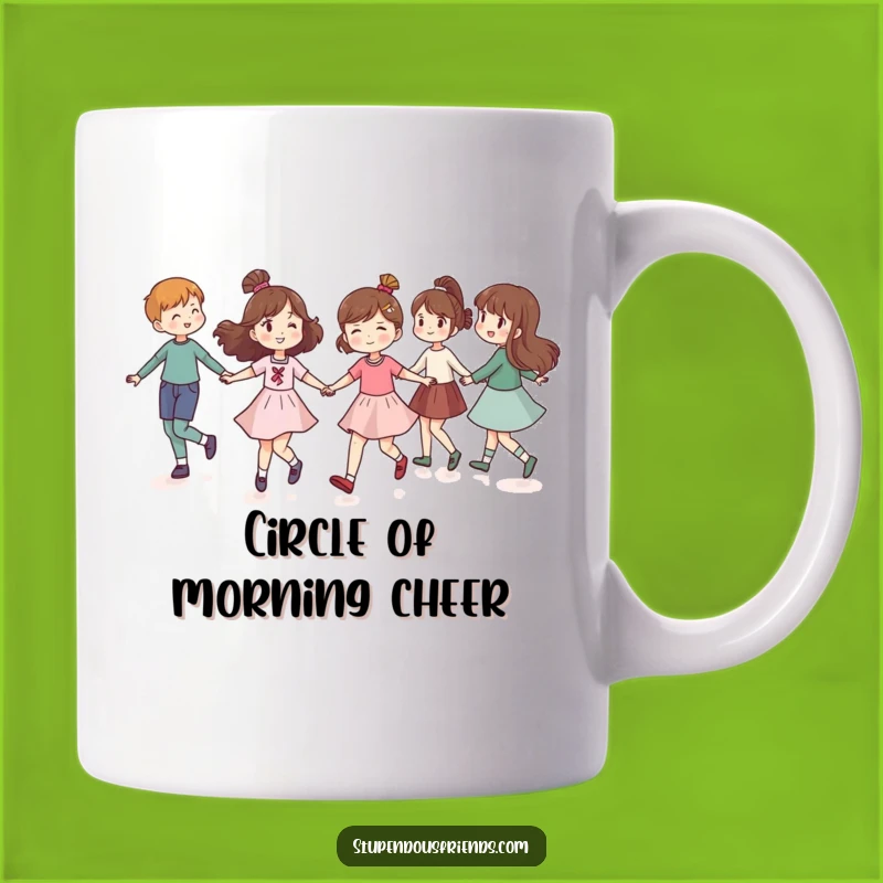 Funny Friends Mug: Joyful Skipping Circle Captures Friendship Humor