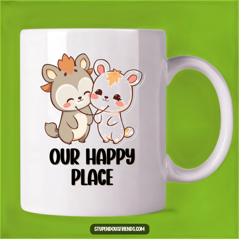 Funny Happy Animals Mug: Sharing Smile Design, Joyful & Cute Funny Gift Idea