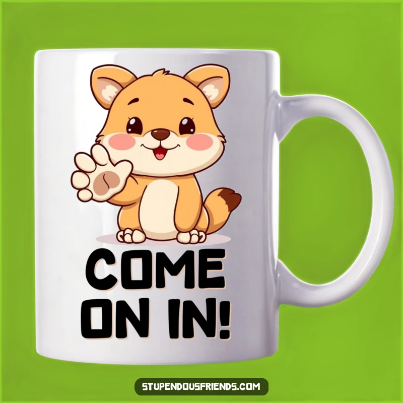 Funny Welcoming Paw Mug: Adorable Animal Friend's Funny Gift Idea For Coffee Lovers