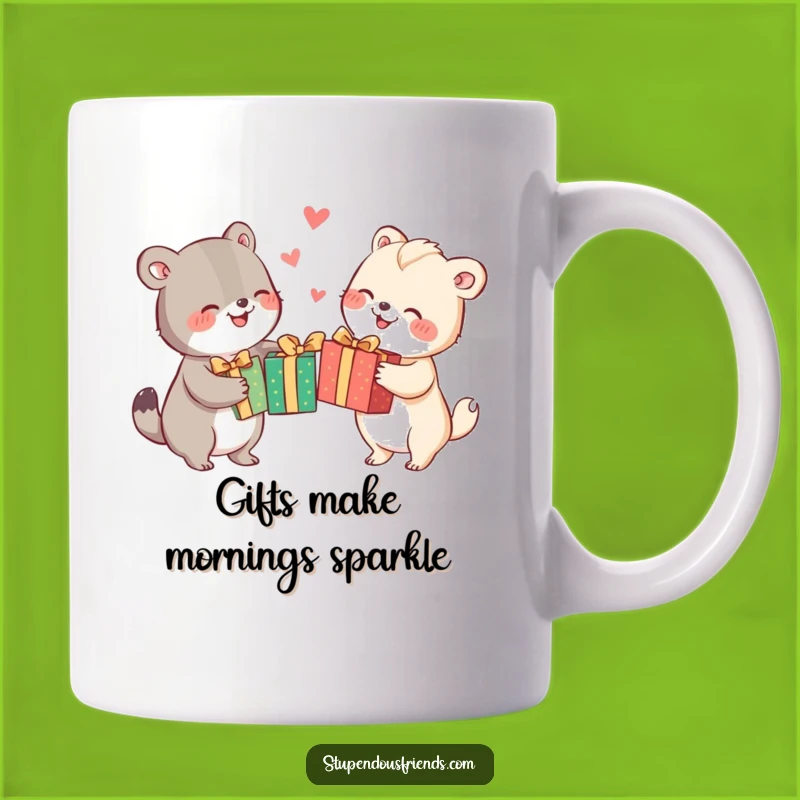 Funny Gift Exchange Mug: Joyful Animal Friends Celebrating Holidays Fun Gift