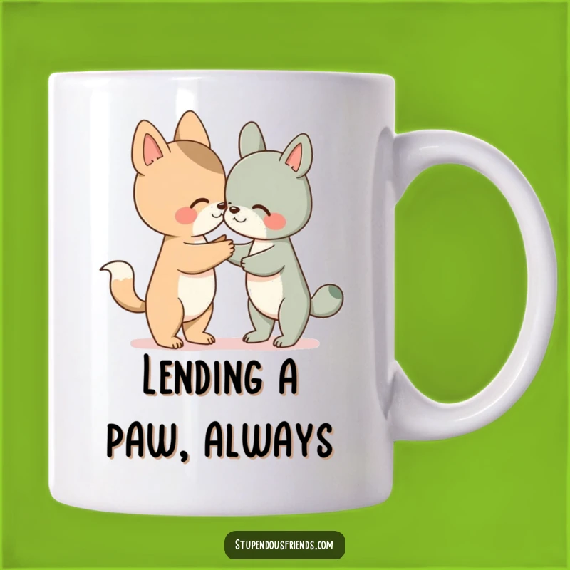 Funny Helpful Paw Mug: Adorable Animal Character Lending Support, A Perfect Funny Gift
