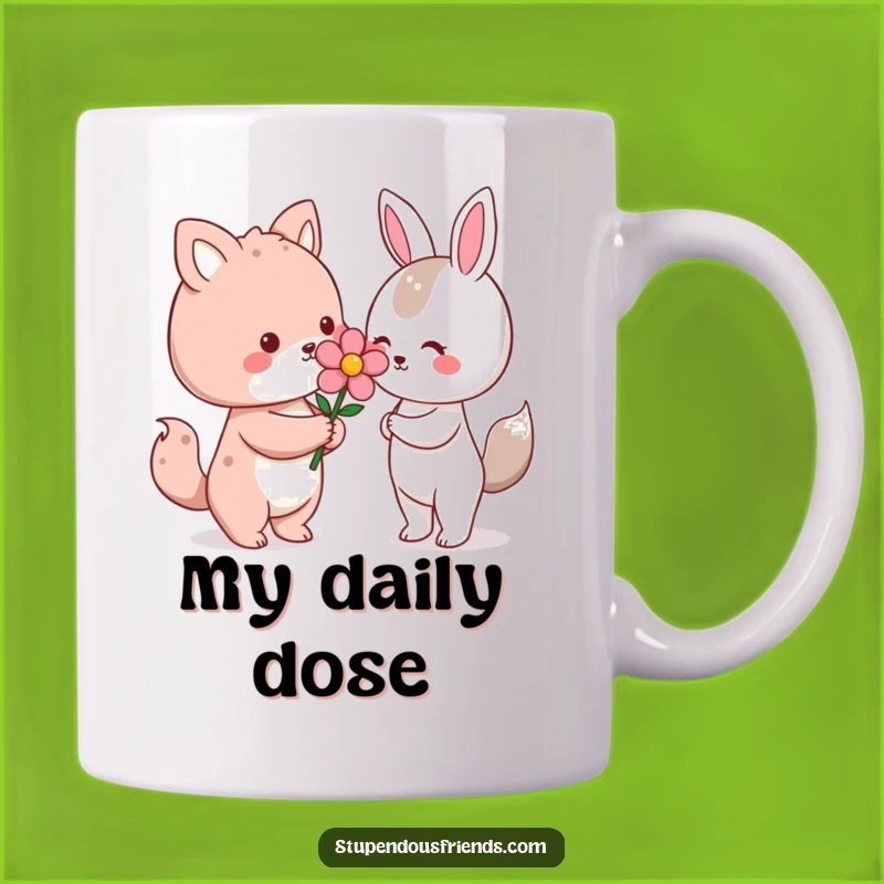 Funny Kawaii Flower Gift Mug: Adorable Character Sharing Joyful Bloom, Perfect Funny Gift