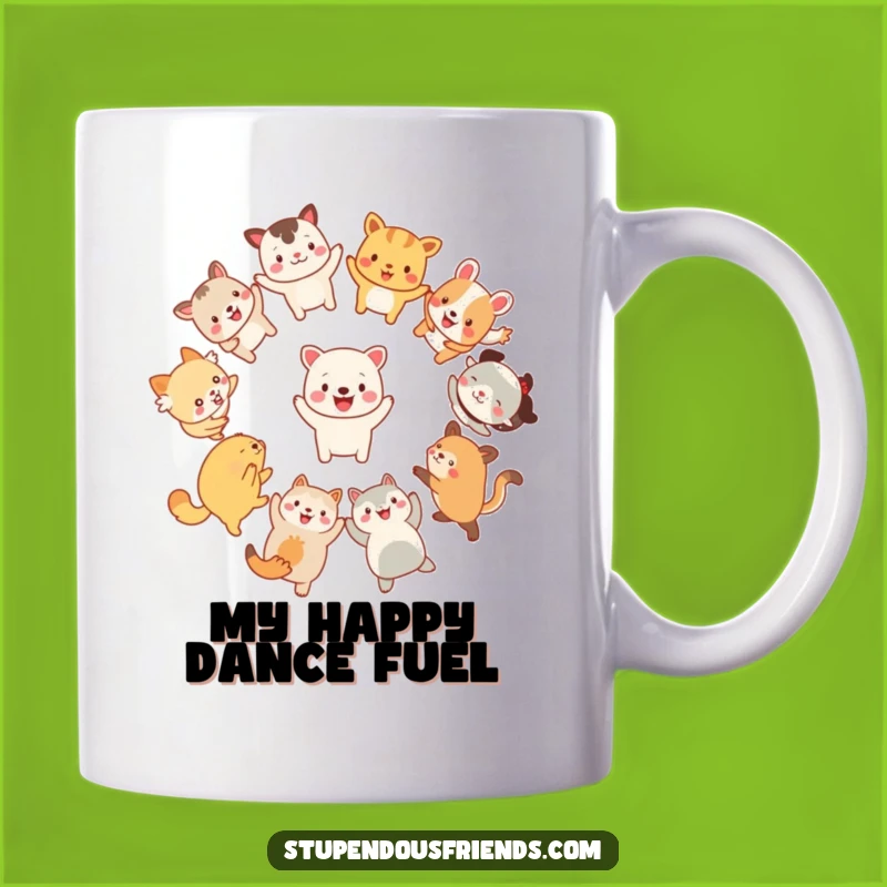 Funny Animal Friends Dancing Mug: Joyful Circle of Cute Characters, Perfect Fun Gift
