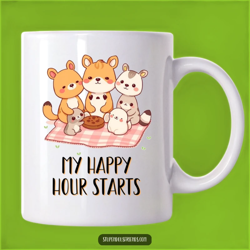 Funny Picnic Pals Mug - Adorable Animal Sharing, Perfect Gift for Friends