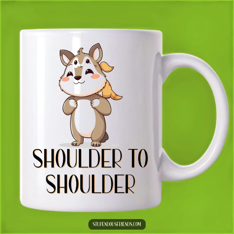 Funny Support Mug: Big Friend Lifting Small Friend - Perfect Funny Gift