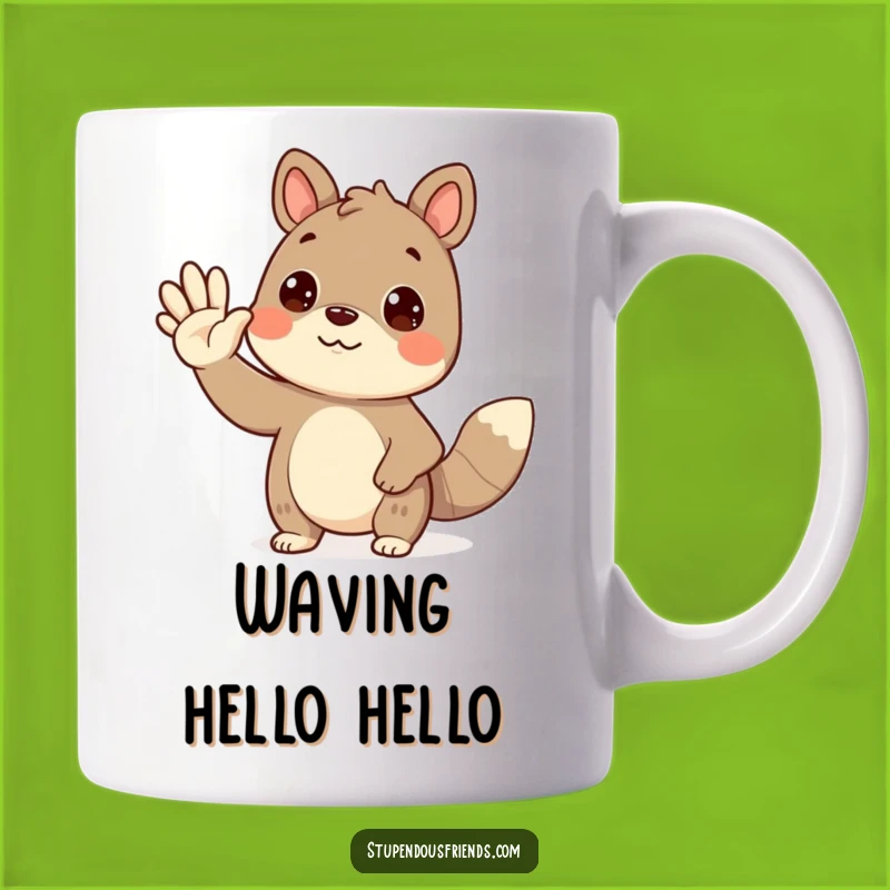 Funny Waving Animal Mug: Friendly Greeting, Perfect Cheerful Gift!