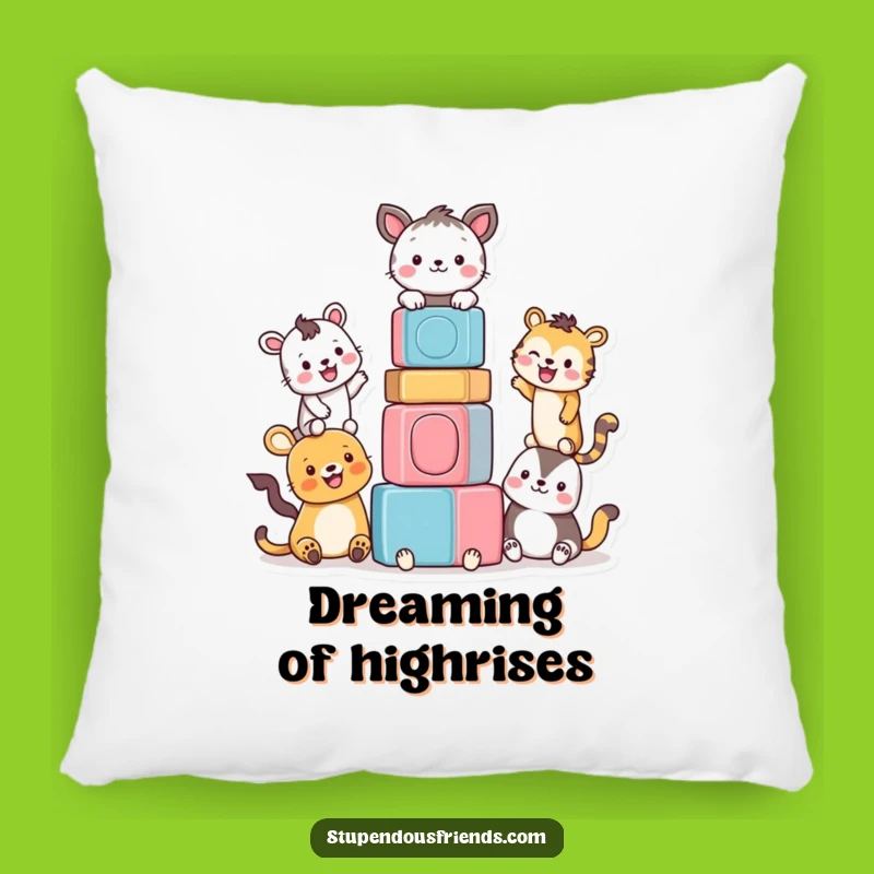 Comfy Funny Animal Block Tower Pillow: Huggable Humor for Your Home