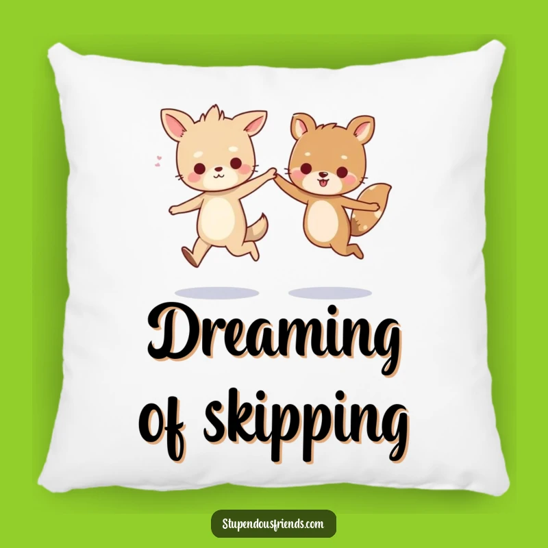 Funny Animal Friends Skipping Pillow: Cute & Comfy Hilarious Friendship Decor Gift!
