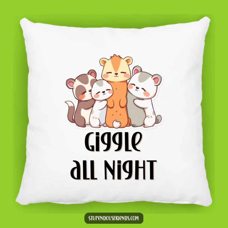 Funny Animal Secret Club Pillow - Cozy Giggling Friends Decor Gift