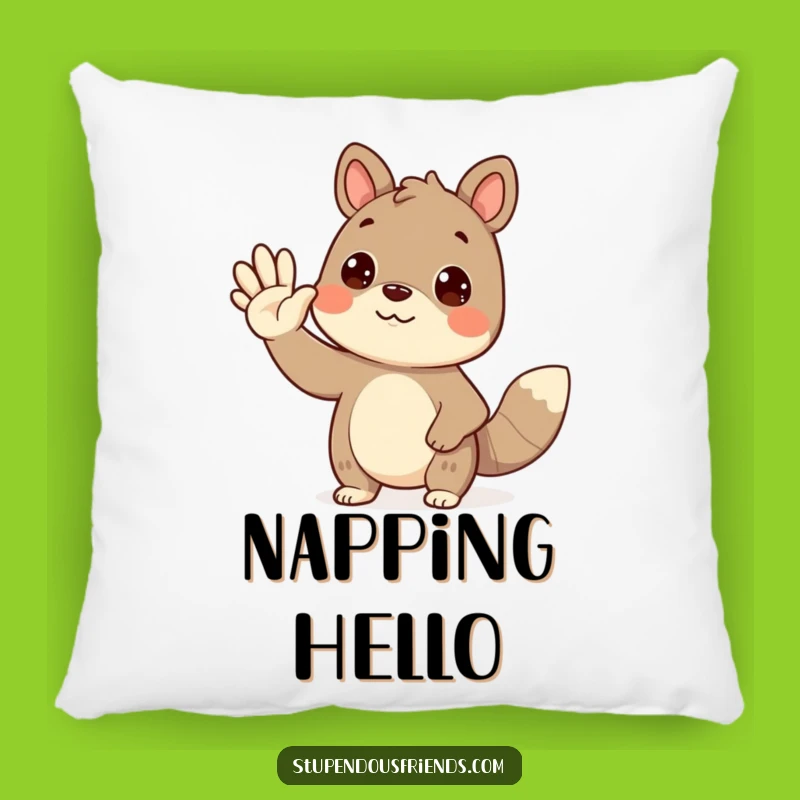 Cozy Funny Waving Animal Pillow: Snuggle Up with a Friendly Face!
