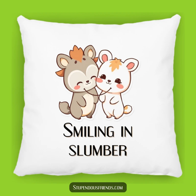 Funny Happy Animals Pillow: Sharing Smile, Cozy & Cute Throw Pillow, Funny Gift