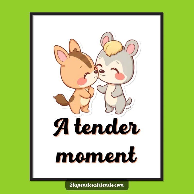 Funny Animal Nose Nudge Digital Art - Instant Friendship Decor Gift