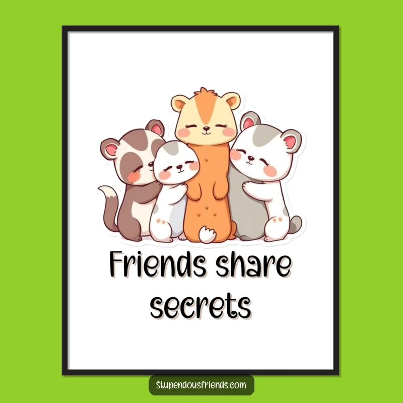 Funny Animal Secret Club Digital Art - Instant Friends Decor Gift