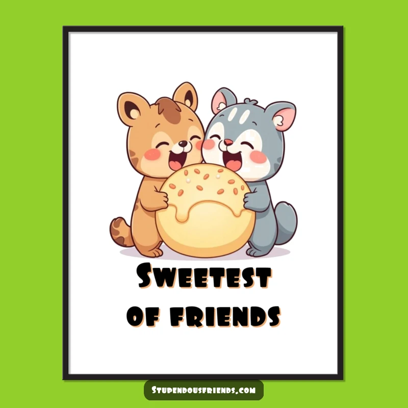 Funny Animal Treat Sharing Digital Art - Instant Friendship Decor Gift