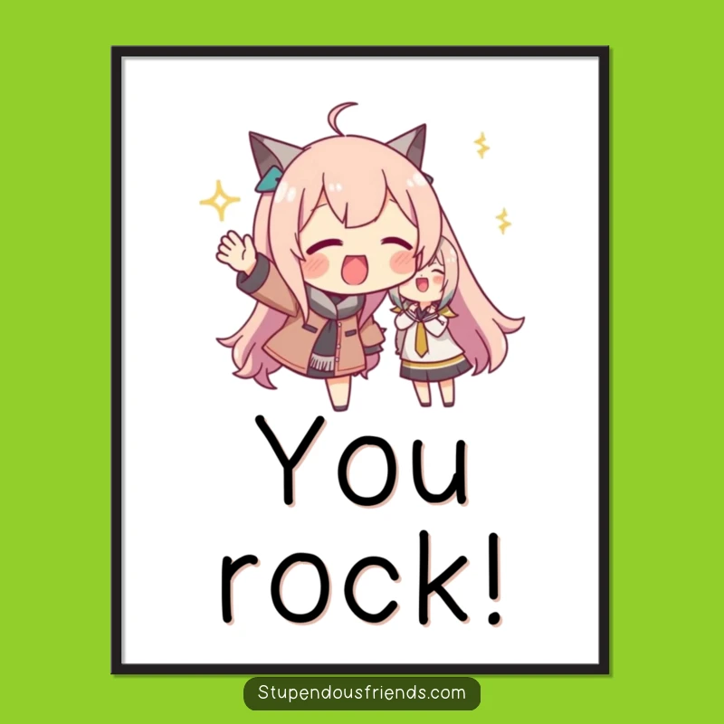 Funny Cheerleader Digital Print: Character Cheers Loudly, Instant Motivational Art Gift