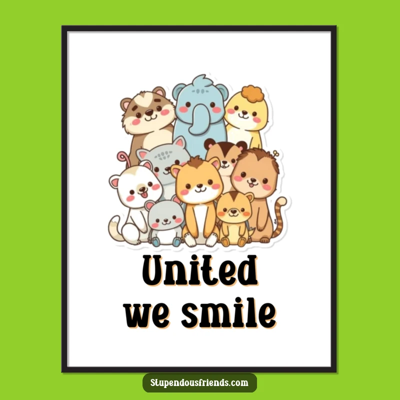 Funny Diverse Animal Hug Digital Art - Instant Unity & Smiles