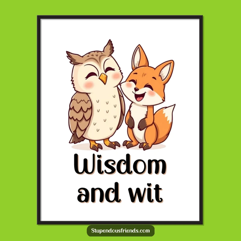 Funny Owl and Fox Laughing Digital Art: Instant Woodland Humor