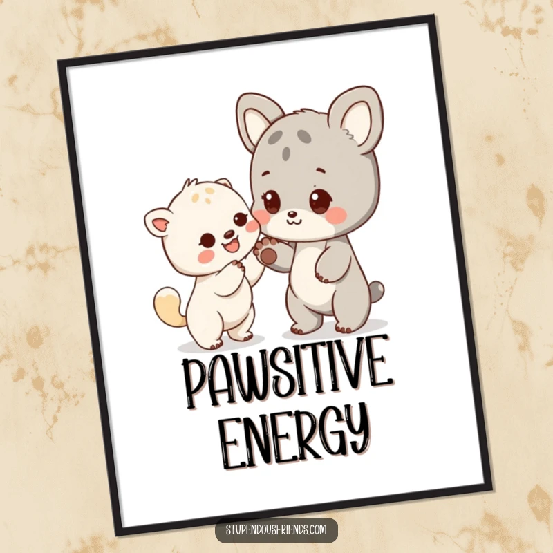 Funny printable art of an animal character extending a paw to another, symbolizing friendship and offering support.