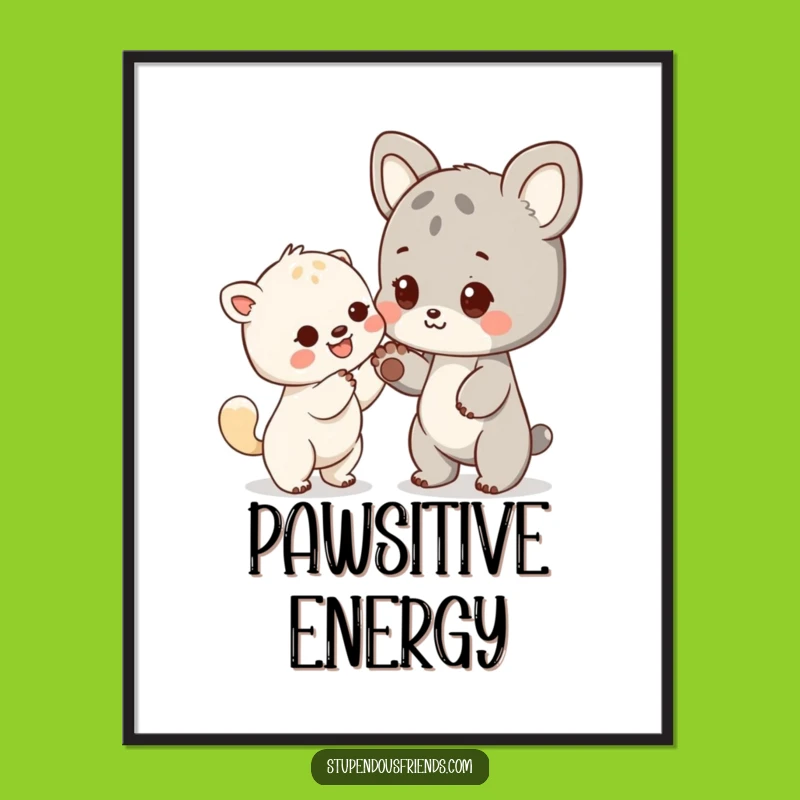 Instant Funny Friendly Paw Animal Digital Print - Printable Kindness Art