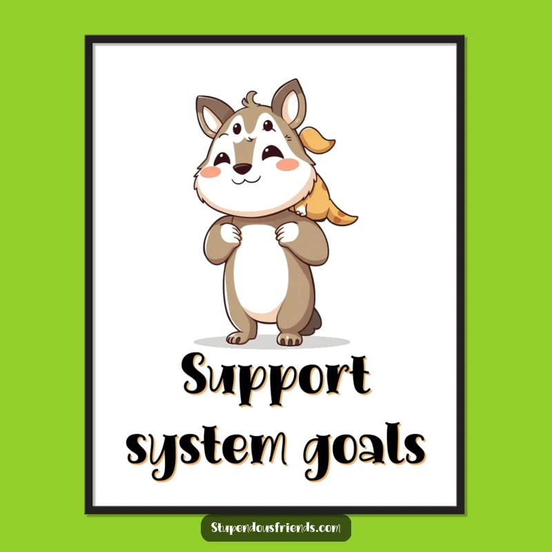 Funny Support Digital Art Print: Lifting Friends - Instant Funny Gift