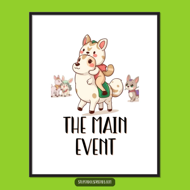 Funny Animal Parade Digital Art: Instant Joy, Humorous Duo Design, Unique Gift