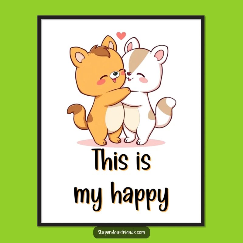 Funny Hugging Animals Digital Art - Instant Warmth, Perfect Printable Gift