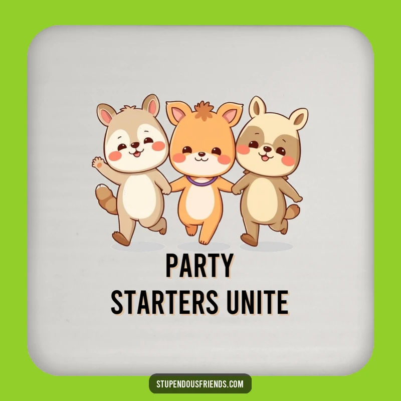 Funny Animal Friends Skipping Coasters: Protect Surfaces with Hilarious Art