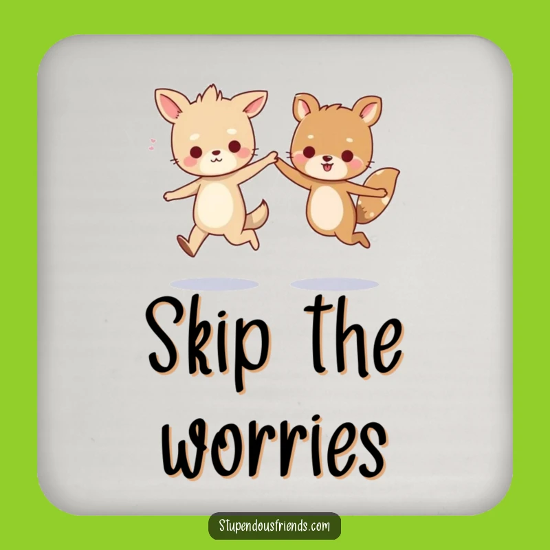 Funny Animal Friends Skipping Coasters: Protect Surfaces with Hilarious Art Gift!