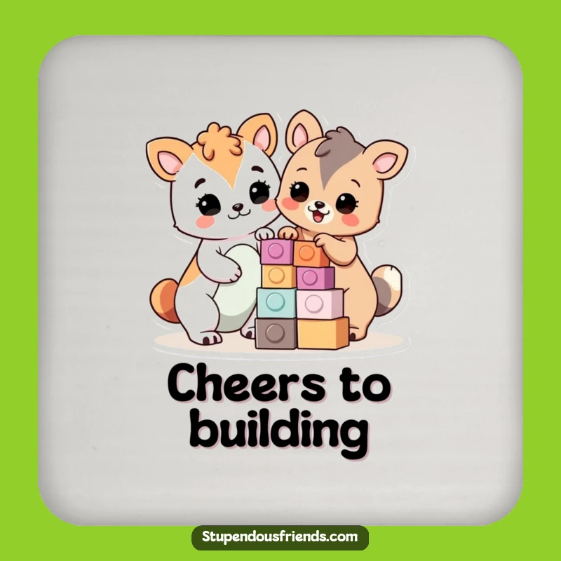 Funny Builders Coasters: Protect Surfaces with Proud Animals, Fun Gift Set