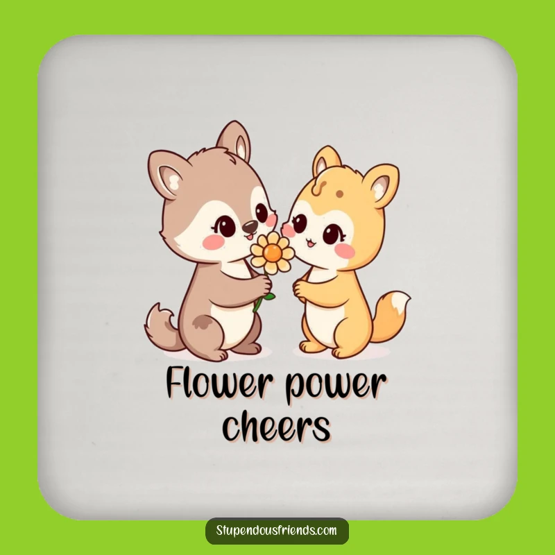 Funny Coaster Set: Animal Flower Offering, Protect Surfaces Hilariously
