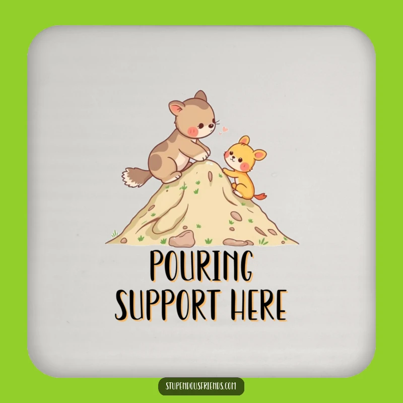 Funny Helping Animal Hill Coasters - Protect Surfaces with Support