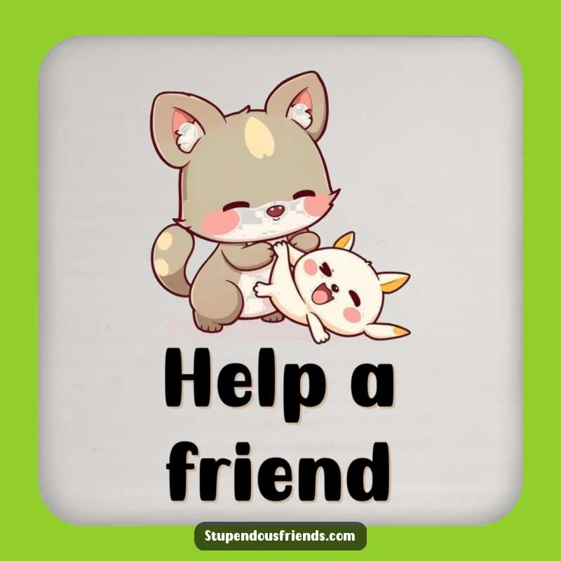 Funny Helping Coasters: Protect Surfaces with Care! Friendship Gift.