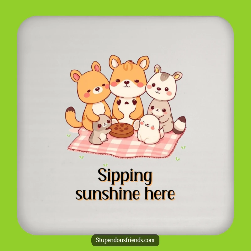 Funny Picnic Animal Coaster Set - Protect Surfaces with Humor, Perfect Gift