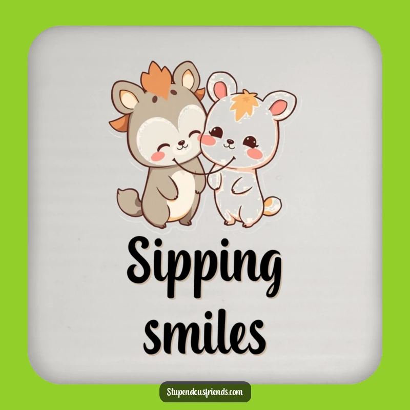 Funny Sharing Smile Coaster: Happy Animals Protection, Stylish & Cheerful Funny Gift Set