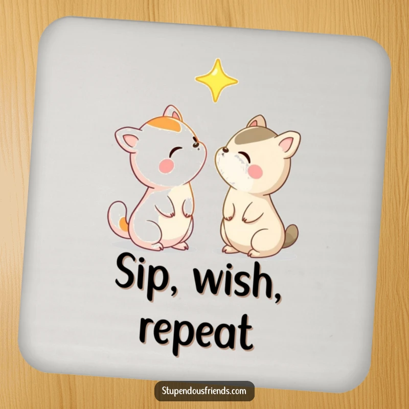 Funny Animal Coasters featuring characters gazing at a bright star, promoting dreams and wonder with a humorous and decorative touch.