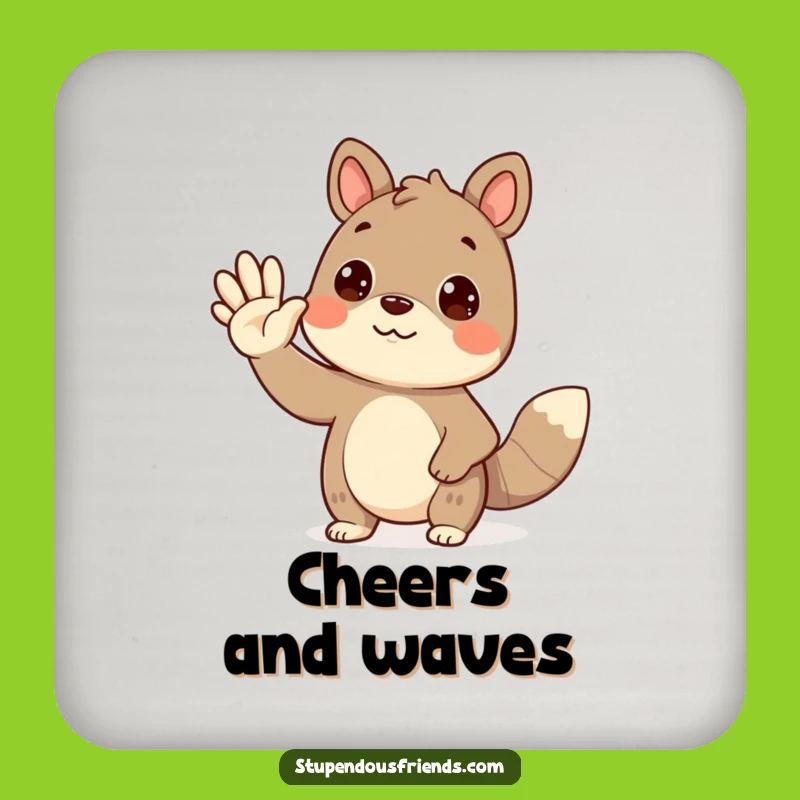 Funny Waving Animal Coaster: Protect Surfaces with a Friendly Wave!