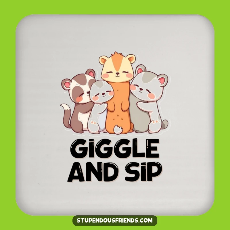 Funny Animal Secret Club Coaster Set - Table Protector Cute Gift