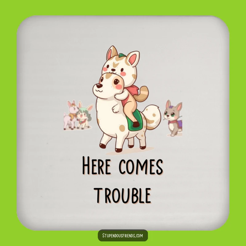 Funny Animal Parade Coasters: Protect Surfaces, Humorous Duo Design, Set of Gifts